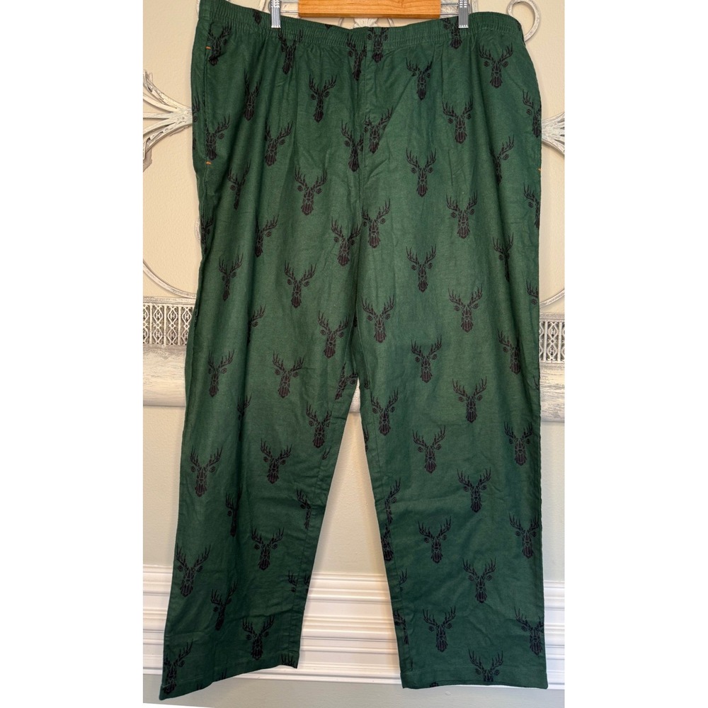 Gander Mountain Guide Series Men 3XL Green Flannel Deer‎ Pajama Pants NWT